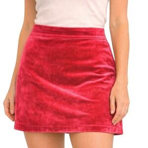 J.Crew Red Velvet Mini Skirt Womens Size 6 Holiday Festive Back Zip Straight Fit
